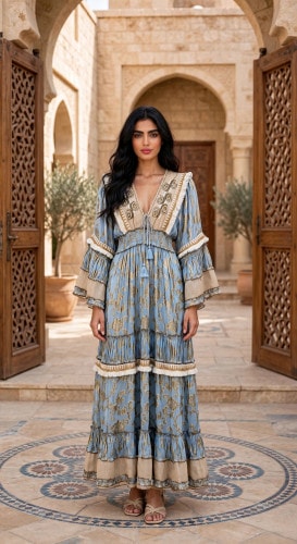 Azure Bloom Grace Dress IKPAP830 Blue