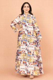 Multicolor Patterns Modern Jalabiya IK1021 image