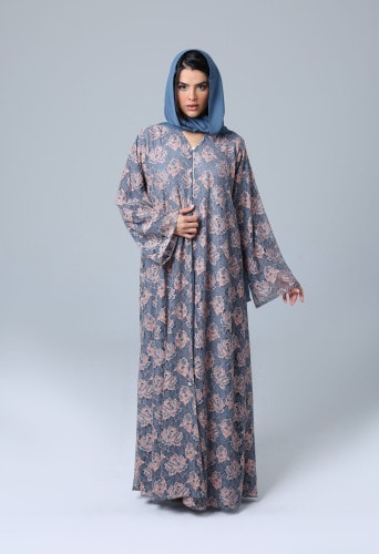 Colored Floral Lace Abaya ABY1142