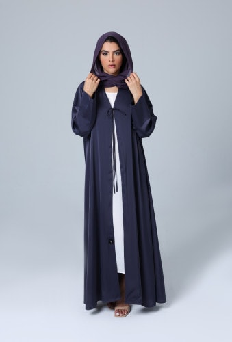 Open Front Tie Plain Abaya ABY1176