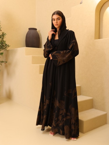 Bronze Bloom Printed Abaya ABY1238